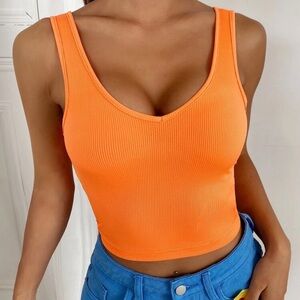 SHEIN Bright Orange Crop Top